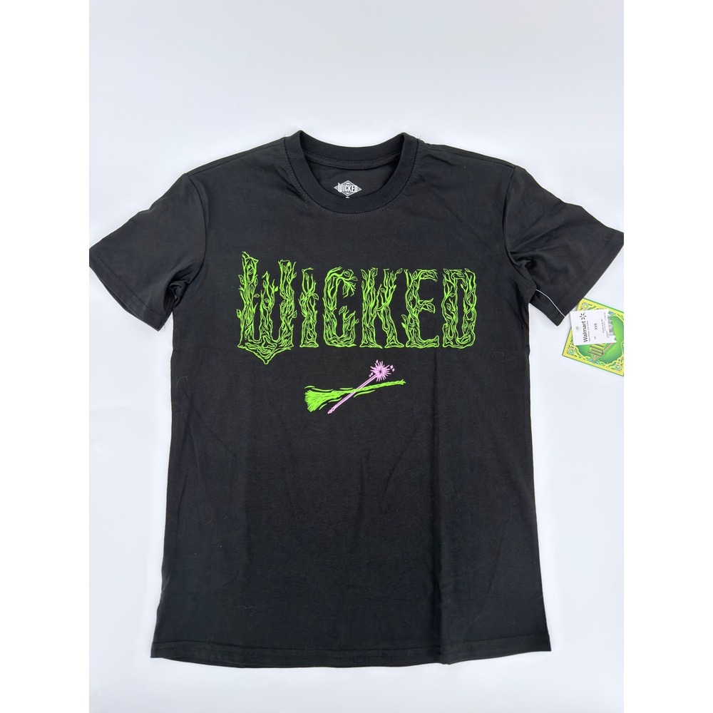 Wicked Graphic Tee Movie Merch Modern Unisex XXS Black Soot Green Logo T-Shirt